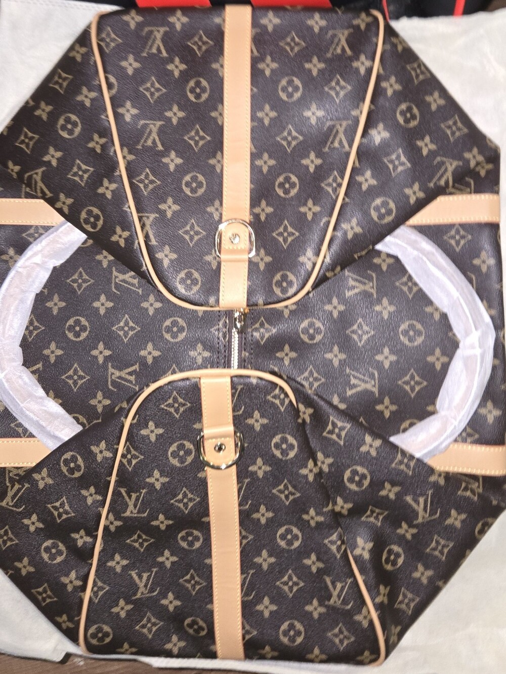 Louis Vuitton-Inspired Brown Monogram Backpack with Tan Trim